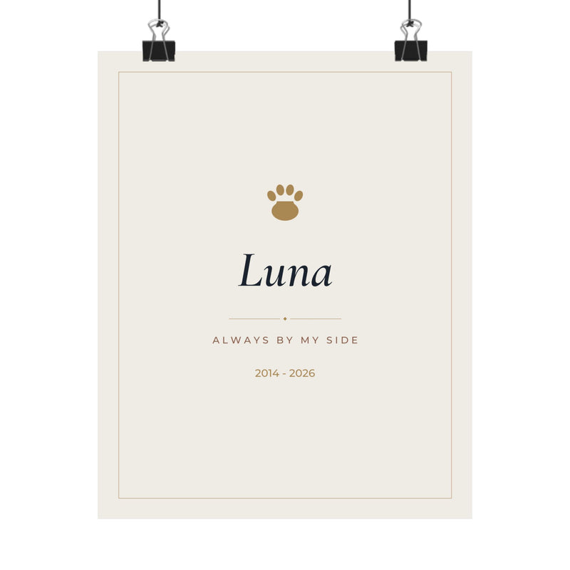 Personalized Pet Name Print, Custom Pet Memorial Wall Art, Matte Poster Printed in the USA