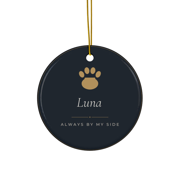 Personalized Pet Name Christmas Ornament, Two-Sided Ceramic Keepsake, Printed in the USA