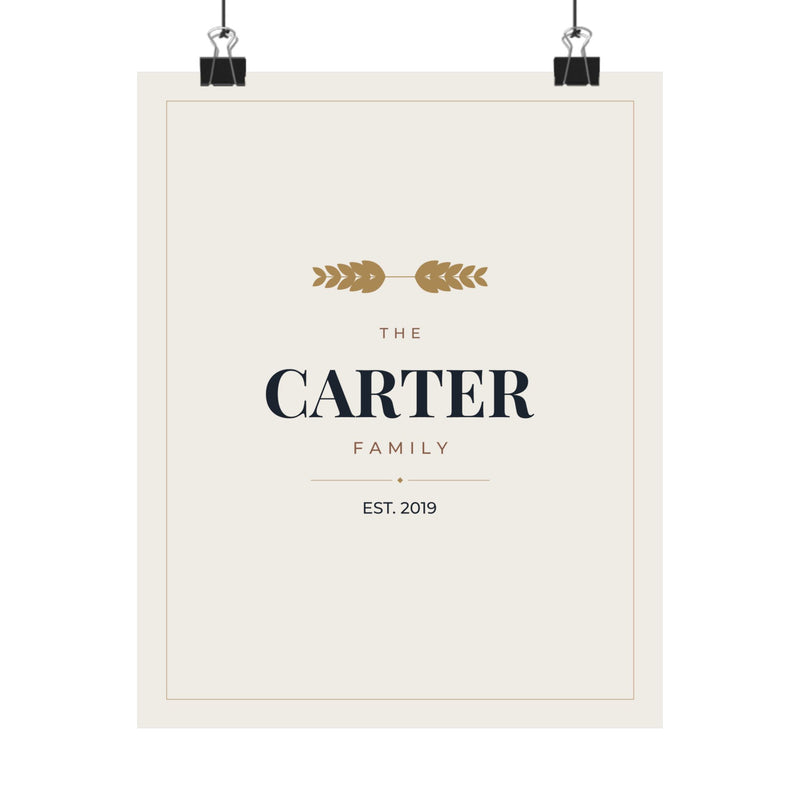 Personalized Family Name Print, Custom Established Year Wall Art, Matte Poster Printed in the USA