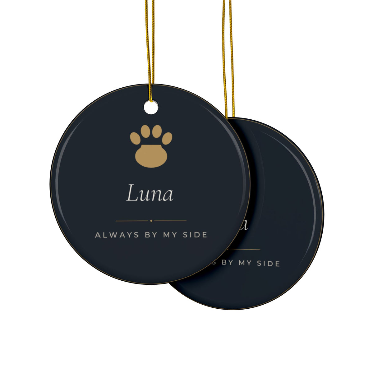 Personalized Pet Name Christmas Ornament, Two-Sided Ceramic Keepsake, Printed in the USA