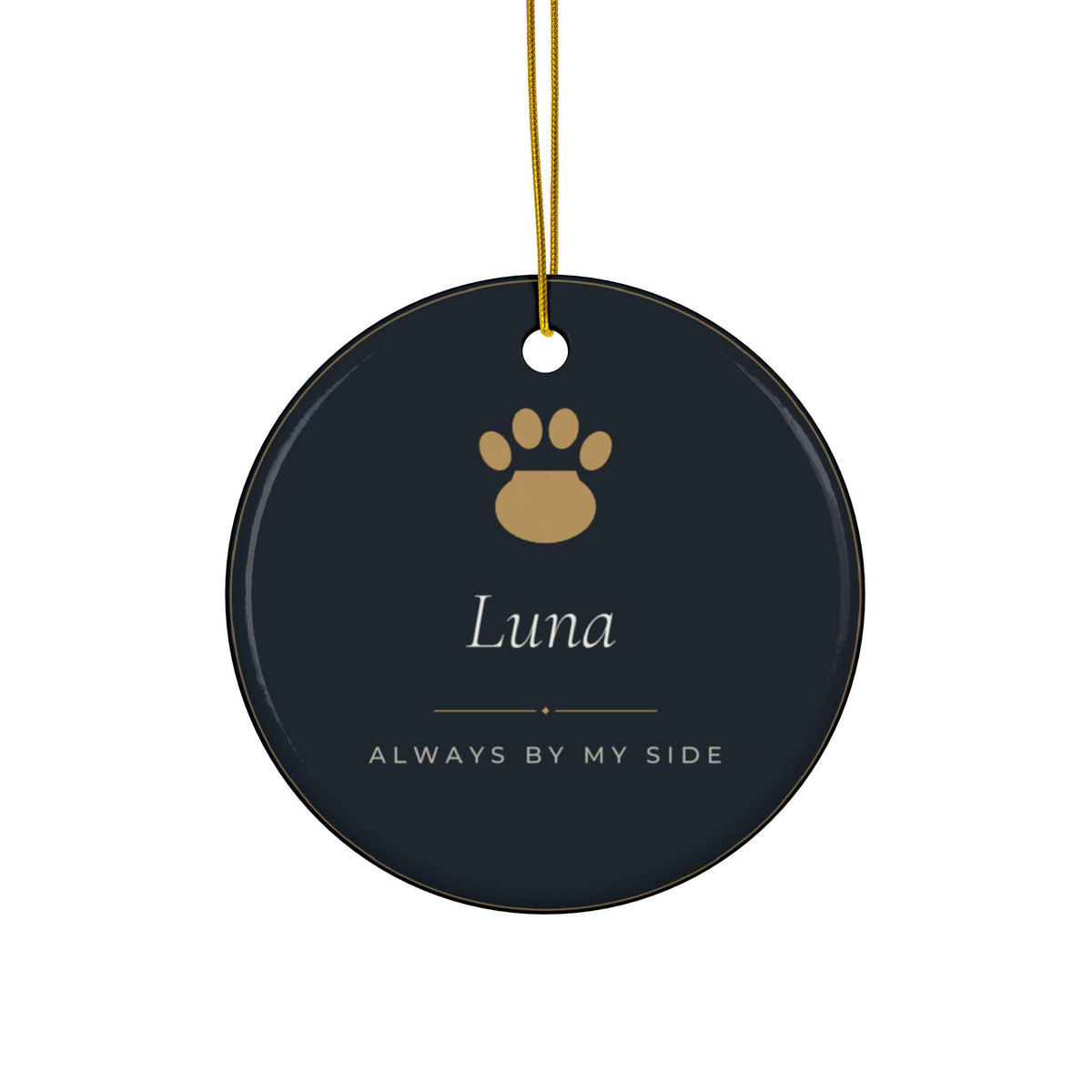 Personalized Pet Name Christmas Ornament, Two-Sided Ceramic Keepsake, Printed in the USA