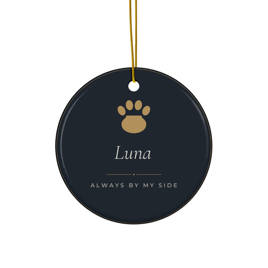 Personalized Pet Name Christmas Ornament, Two-Sided Ceramic Keepsake, Printed in the USA