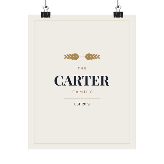 Personalized Family Name Print, Custom Established Year Wall Art, Matte Poster Printed in the USA