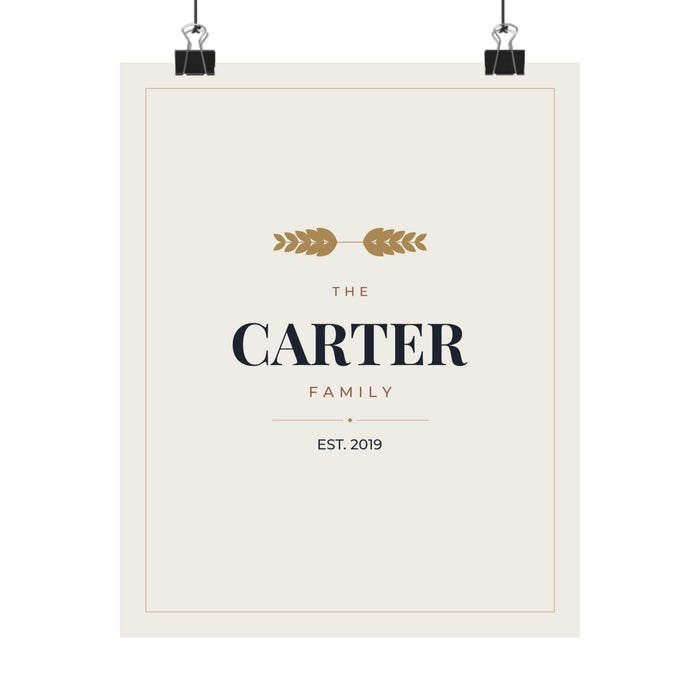Personalized Family Name Print, Custom Established Year Wall Art, Matte Poster Printed in the USA